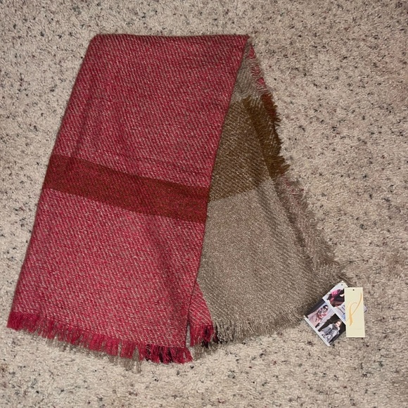 NWT collection 18 desert taupe pink purple brown plaid scarf one size - Picture 1 of 3
